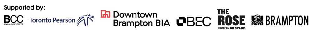 Image with the logo of the Bramalea City Centre, Toronto Pearson, Downtown Brampton BIA, Brampton Entrepreneur Centre, The Rose and the City of Brampton