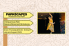 Promotional graphic for Parkscapes: Routes in the Park dance and movement workshops held every Thursday evening in July and August in Chingquacousy Park featuring a classical Indian dancer performing on a stage.