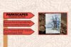 Promotional graphic for Parkscapes: Routes in the Park nature journaling workshops at Eldorado and Churchville Parks every Thursday evening in July and August 2026 featuring a watercolour painting of trees.